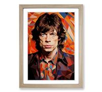 Mick Jagger Op Framed Print | A2 Oak Framed Wall Art | Ready to Hang | Modern Nature Picture | Living Room Bedroom Lounge Office