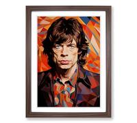 Mick Jagger Op Framed Print | A2 Walnut Framed Wall Art | Ready to Hang | Modern Nature Picture | Living Room Bedroom Lounge Office