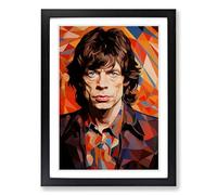 Mick Jagger Op Framed Wall Art Print, Ready to Hang Picture for Living Room Bedroom Home Office, Black A2 (48 x 66 cm)