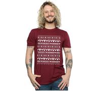 Mickey And Minnie Christmas Fair Isle T-Shirt Disney Burgundy M