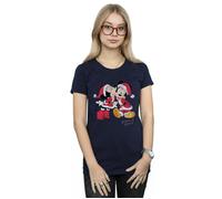 Mickey And Minnie Christmas Kiss Cotton T-Shirt Disney Navy M