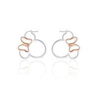 Mickey and Minnie Mouse Hoop Earrings for Women Official License Sterling Silver Outline Disney Earrings for Women, Sterling Silver, No Gemstone