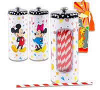 Mickey and Minnie Mouse Kitchen Accessories - Mickey and Minnie Mouse Straws Bundle Includes Mickey and Minnie Mouse Straw Dispenser, Straws, More | Mickey Mouse Straw Holders