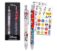 Mickey and Minnie Mouse Pens Set - Bundle with 2 Mickey and Minnie Pens with Clip Plus Stickers Stocking Stuffers | Mickey Mouse & Minnie Mouse Stationery Gift Office Supplies