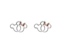 Mickey and Minnie Mouse Silver Plated Two Tone Interlocking Silhouette Stud Earrings