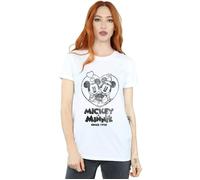 Mickey And Minnie Mouse Since 1928 Cotton Boyfriend T-Shirt Disney White S