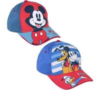 Mickey, Donald and Pluto Kids' Cap - Red - Suitable from 2 to 8 Years - Combines Cotton and Polyester - Children's Cap with Adjustable Back Velcro - Original Product Designed in Spain
