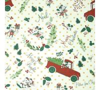 Mickey Minnie Disney Licensed Christmas Holly Printed Fabric 100% Cotton 150cm (Sample (10cm x 10cm), Off White 4027)