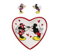 Mickey & Minnie Girls Earrings and Heart Trinket Tray Jewelry Dish G (US IMPORT)