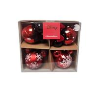 Mickey & Minnie Mouse Bauble Pack Of 4 Red Black Christmas Tree Ornaments Holidays Parties Decoration Fun Balls Reusable Lightweight Durable Gift Idea