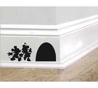 Mickey & Minnie Mouse Skirting Board Sticker - Funny Silhouettes with Mouse Hole Design - Children's Room Decoration - Easy to Apply (8.9 x 22.6 cm, Set of 2)