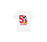 Mickey Mouse 5Th Birthday Shirt Kids T-Shirt White | Size: 7-8 Years Mickey Mouse White 7-8 Years