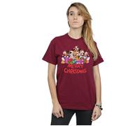 Mickey Mouse And Friends Christmas Cotton Boyfriend T-Shirt Disney Burgundy XXL