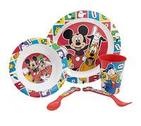 Mickey Mouse and Friends Tableware Set Includes Glass, Bowl, Plate and Cutlery for Children's Lunches and Dinners 5pc Micro Set