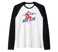 Mickey Mouse Big Air Ski Christmas Raglan Baseball Tee