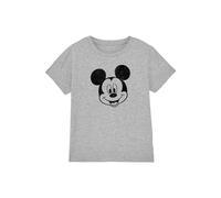 Mickey Mouse Boy's Mono Face T-Shirt Grey | Size: 5-6 Years Mickey Mouse Grey 5-6 Years