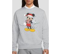 Mickey Mouse Christmas Lights Sweatshirt Light Grey Mickey Mouse Light Grey S