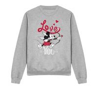 Mickey Mouse Cupid Love You Valentine's Day Sweatshirt Light Grey | Size: Medium Mickey Mouse Light Grey M