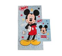 Mickey Mouse Disney Terry Bath Towels, Set of 2 Bath Towels, Face Towel, Bidet Towel, Light Blue, Cotton, 100 Percent, Set of 2, Official Product