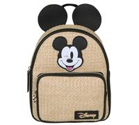 Mickey Mouse Disney women's backpack with ears, YOUTH braided city ROOMY backpack, BEIGE (Beige Mickey)