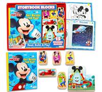 Mickey Mouse Funhouse Wooden Block Figure Activity Set - Disney Mickey Clubhouse Wood Puzzle Blocks for Kids + Bonus Activity Book with Coloring Pages, Activities, Mazes, Games, Story