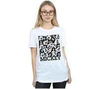 Mickey Mouse Grid Cotton Boyfriend T-Shirt Disney White XL