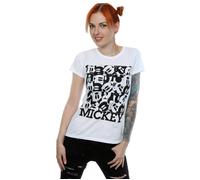 Mickey Mouse Grid Cotton T-Shirt Disney White M