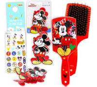 Mickey Mouse Hair Accessories Set for Kids - Bundle with Paddle Brush Detangler, Claw Clip, Stickers, More | Mickey Mouse Hair Accessories for Girls