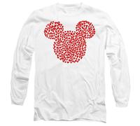 Mickey Mouse Heart Ears Silhouette Long Sleeve T-Shirt S-2XL, White