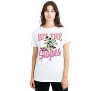 Mickey Mouse Hit The Slopes Ladies T Shirt, White, XX-Large