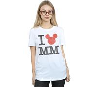 Mickey Mouse I Love Mickey Cotton Boyfriend T-Shirt Disney White S