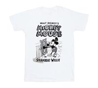Mickey Mouse I'm Steamboat Willie in Noir T-Shirt (US, Alpha, X-Large, Regular, Regular, White)