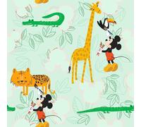 Komar TD5-0002 Disney Fleece Wallpaper Doodle Zoo 1 Roll Size: 10.05 x 0.53 m Children's Room Mickey Mouse, Colourful, 0.5W x 0L m