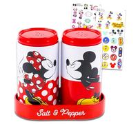 Mickey Mouse Kitchen Accessories - Mickey and Minnie Kitchen Accessories Bundle Includes Red Mickey and Minnie Salt and Pepper Shakers Plus Stickers | Mickey and Minnie Mouse Kitchen Decor