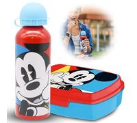 Mickey Mouse Lunch Set For Kids, 500ml School Water Bottle, 18cm Dishwasher Safe Sandwich Box for Kids, BPA-Free Bottle Cycling School and Picnic