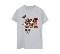 Mickey Mouse M Faces Cotton Boyfriend T-Shirt In Grey Grey