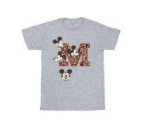 Mickey Mouse M Faces Cotton T-Shirt In Grey Grey