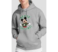 Mickey Mouse Men's Christmas Jumper Hoodie Light Grey | Size: Large Mickey Mouse Light Grey L