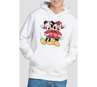 Mickey Mouse Men's Christmas Jumper Hoodie White | Size: XL Mickey Mouse White XL
