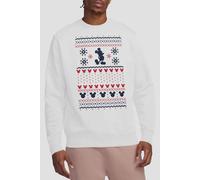 Mickey Mouse Men's Christmas Sweater Sweatshirt White | Size: Large Mickey Mouse White L