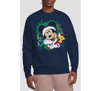 Mickey Mouse Men's Christmas Wreath Sweatshirt Navy | Size: Medium Mickey Mouse Navy M