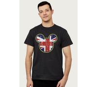 Mickey Mouse Men's Disney Union Jack United Kingdom T-Shirt in Black | Size: Small Mickey Mouse Black S
