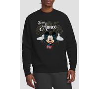 Mickey Mouse Men's Firework New Year French Sweatshirt Black | Size: XL Mickey Mouse Black XL