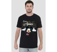 Mickey Mouse Men's Firework New Year French T-Shirt Black | Size: Medium Mickey Mouse Black M