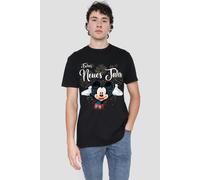 Mickey Mouse Men's Firework New Year German T-Shirt Black | Size: 2XL Mickey Mouse Black 2XL