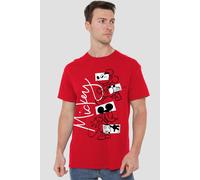 Mickey Mouse Men's Geometric Shapes T-Shirt Red | Size: 2XL Mickey Mouse Red 2XL