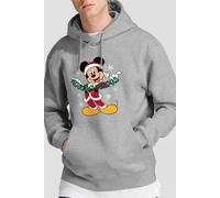 Mickey Mouse Men's Merry Christmas Hoodie Light Grey | Size: Large Mickey Mouse Light Grey L