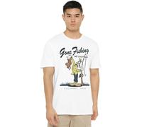 Mickey Mouse Men's Mickey & Friends Goofy Gone Fishing T-Shirt White | Size: Small Mickey Mouse White S