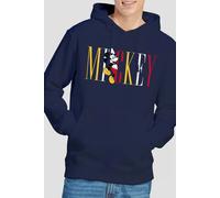 Mickey Mouse Men's Multicolor Name Hoodie Navy | Size: Large Mickey Mouse Navy L