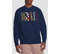 Mickey Mouse Men's Multicolor Name Sweatshirt Navy | Size: Large Mickey Mouse Navy L